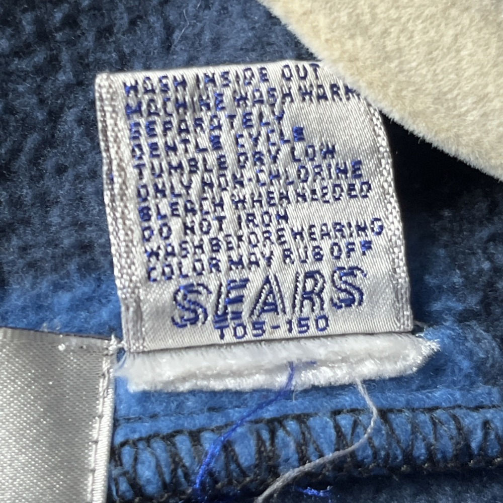 VTG 90s Sears Trader Bay 1/4 Zip Fleece Blue Buffalo Plaid Fleece Pullover S Y2K - Picture 5 of 13